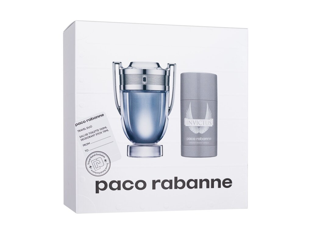 Rabanne Invictus Eau De Toilette 100 ml Edt 100 ml + Deostick 75 ml Set