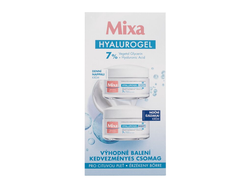 Mixa Hyalurogel 50ml Daily Facial Cream Hyalurogel Light 50 ml + Hyalurogel Night 50 ml dieninis kremas Rinkinys (Pažeista pakuotė)