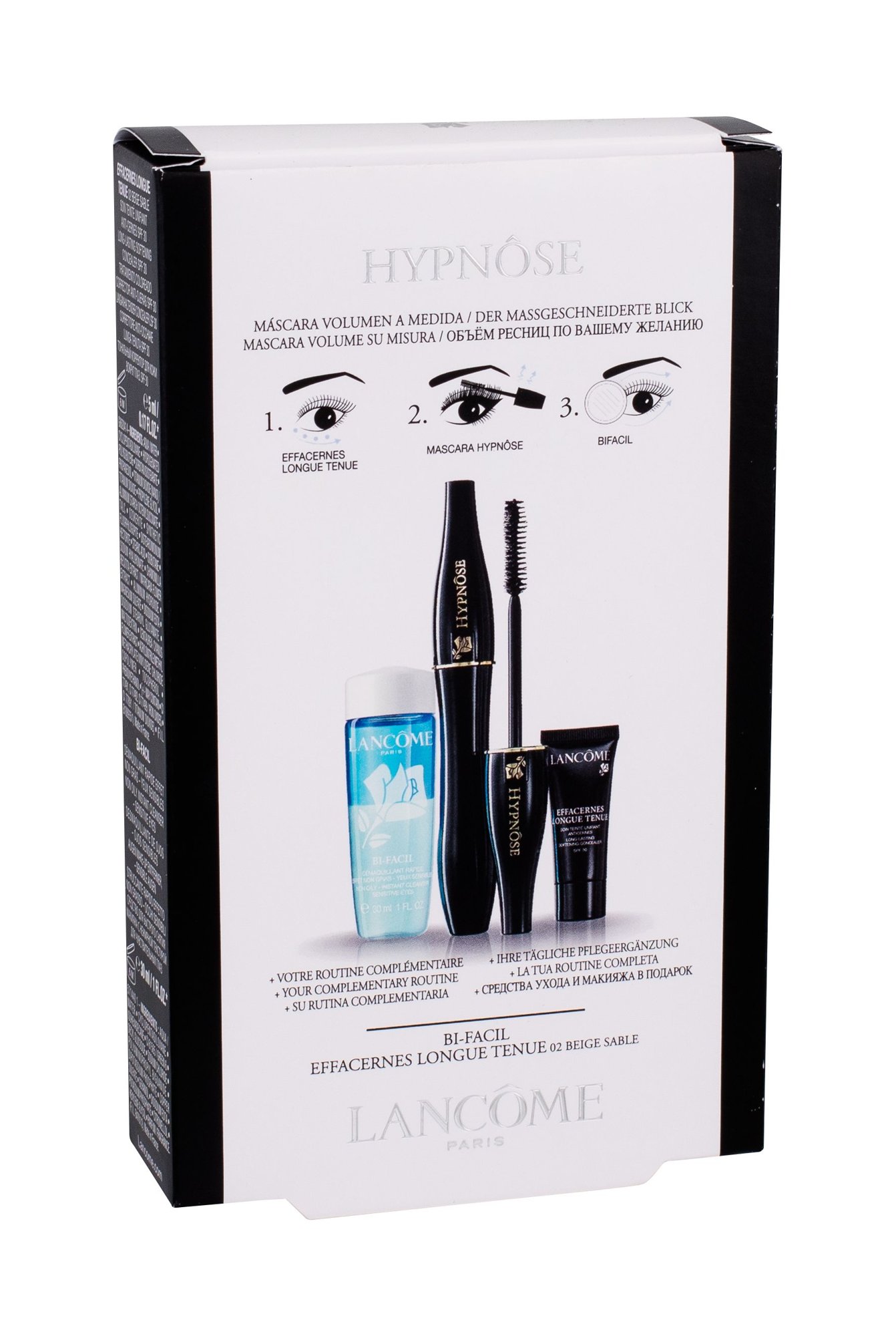 Lancome Hypnose 6,2ml Mascara 6,2 ml + Eye Makeup Remover Bi-Facil 30 ml +Concealer Effacernes Longue Tenue SPF30 5 ml 02 Beige Sable blakstienų tušas Rinkinys