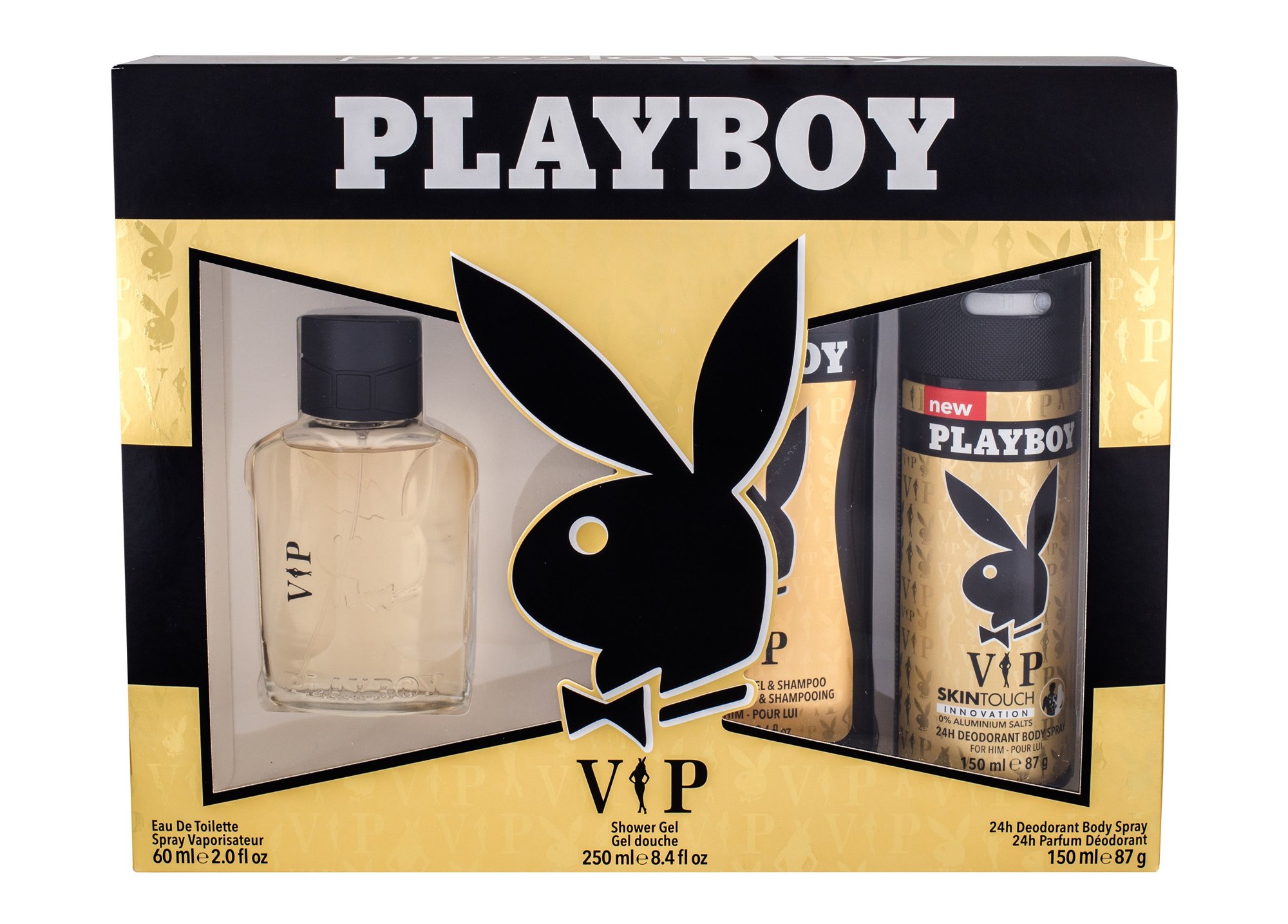 Playboy VIP 60ml Edt 60 ml + Shower Gel 250 ml + Deodorant 150 ml Kvepalai Vyrams EDT Rinkinys (Pažeista pakuotė)