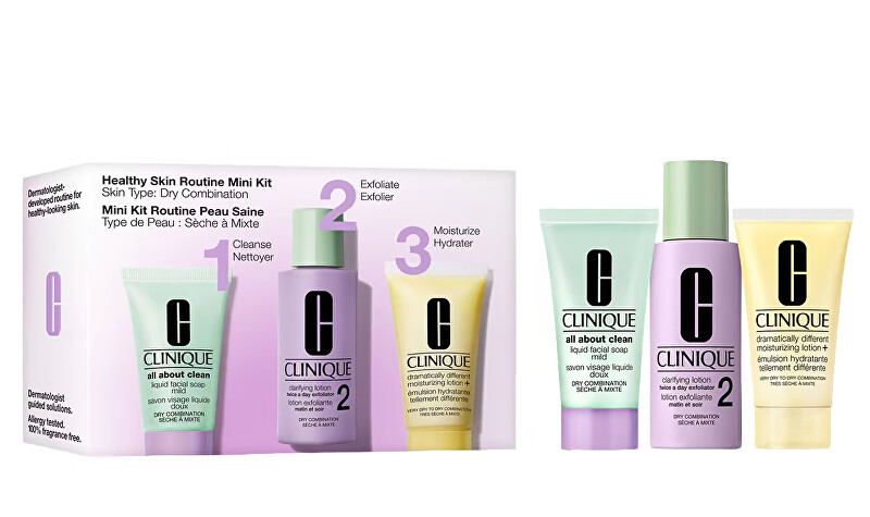 Clinique Set Clinique Healthy Skin Routine Mini Kit Skin Type 2 Liquid Facial Soap Mild 30ml + Clarifying Lotion 2 60ml + Moisturizing Lotion+ Makiažo valiklis Moterims