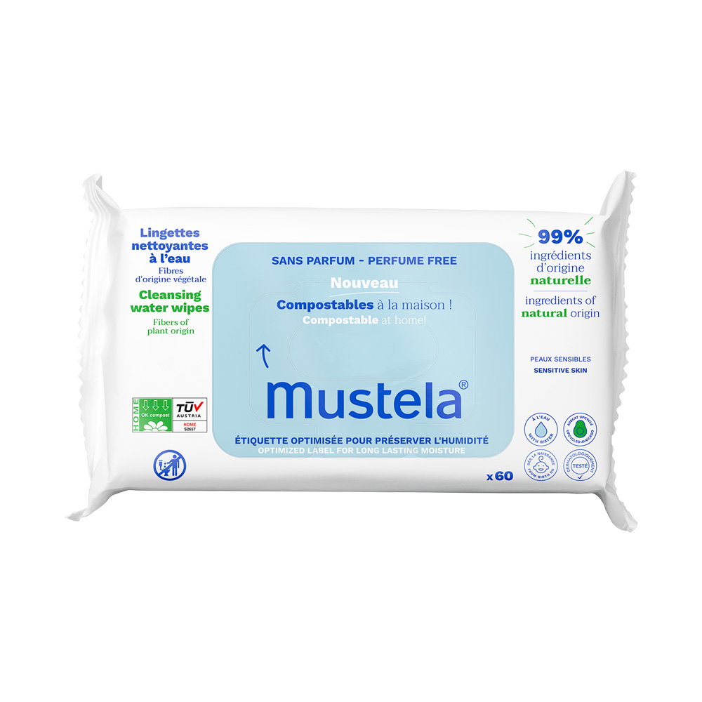 Mustela B&eacute;b&eacute; Cleansing Wipes 60vnt drėgnos servetėlės