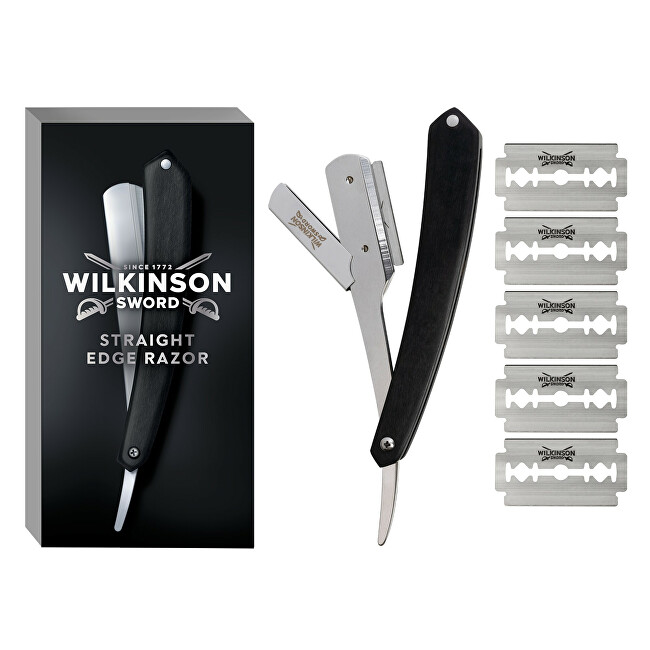 Wilkinson Sword Cut Throat razor + Double Edge Blade spare razors with 5 pcs skustuvas