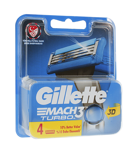 Gillette Mach 3 Turbo 4pcs skustuvo galvutė