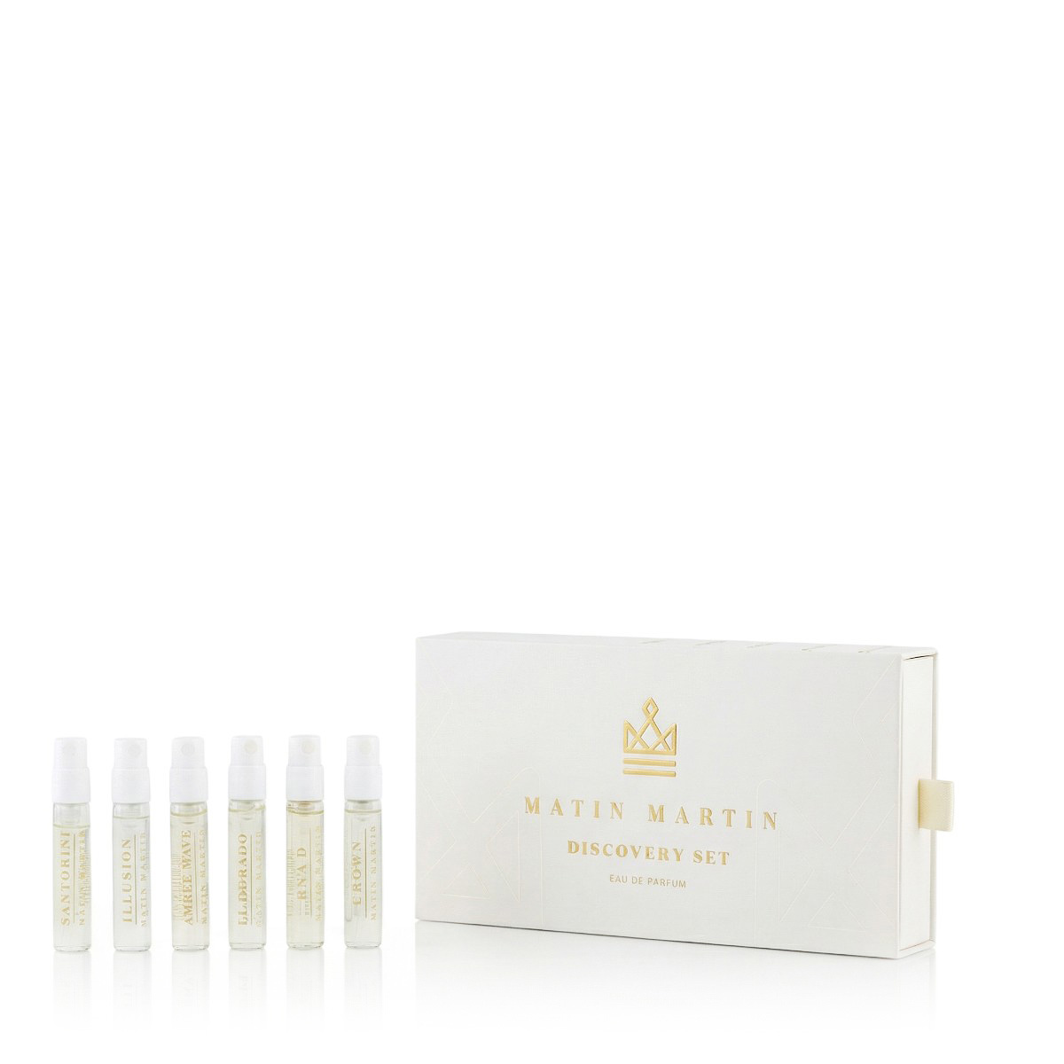 Matin Martin Discovery Set 2ml EDP Illusion 2 ml + EDP El Dorado 2 ml + EDP Raa'd 2 ml + EDP Amber Wave 2 ml + EDP Santorini 2 ml + EDP Crown 2 ml kvepalai Unisex EDP Rinkinys