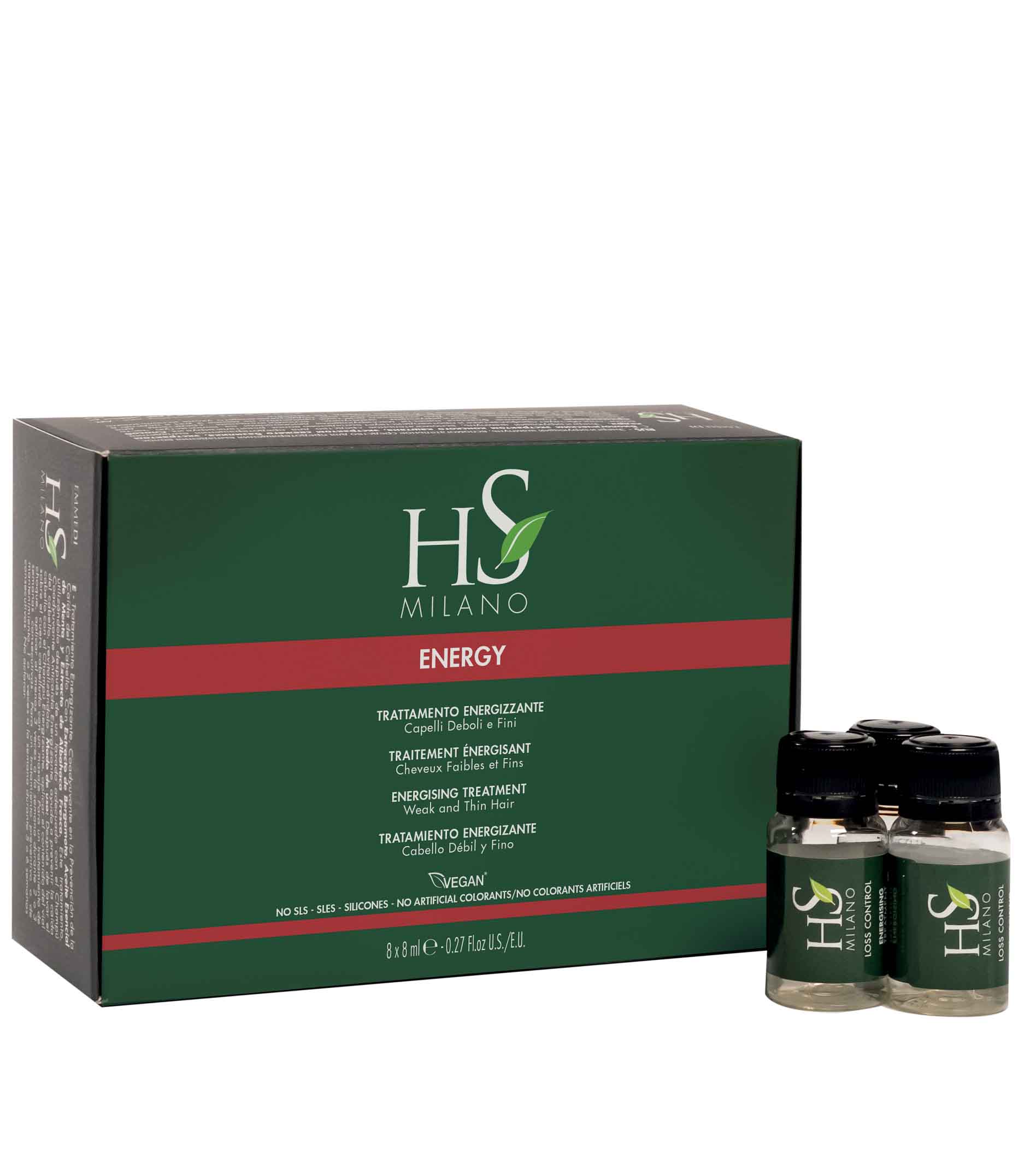 HS MILANO Energy Energising Treatment 8x8ml paliekama priemonė plaukams