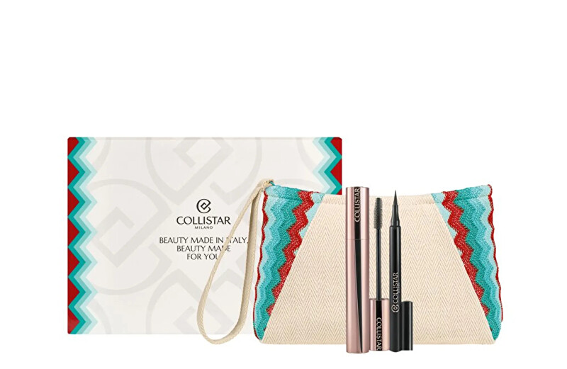 Collistar Set Collistar Infinito Extra Black Mascara 7,5ml + Eye Marker 01 Black 1ml + Pouch Blakstienų tu&scaron;as Moterims