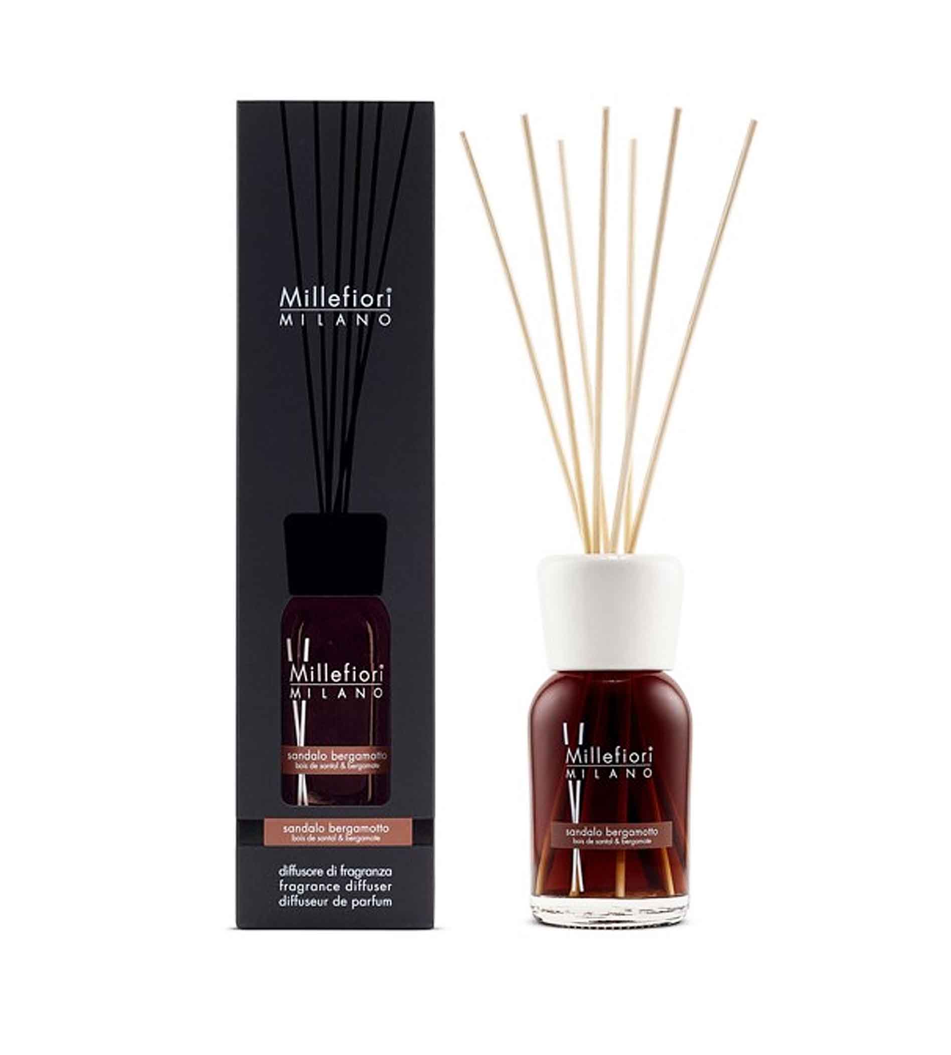 Millefiori Milano Aroma diffuser Natura l Sandalwood and bergamot 100 ml 100ml Kvapas namams su lazdelėmis