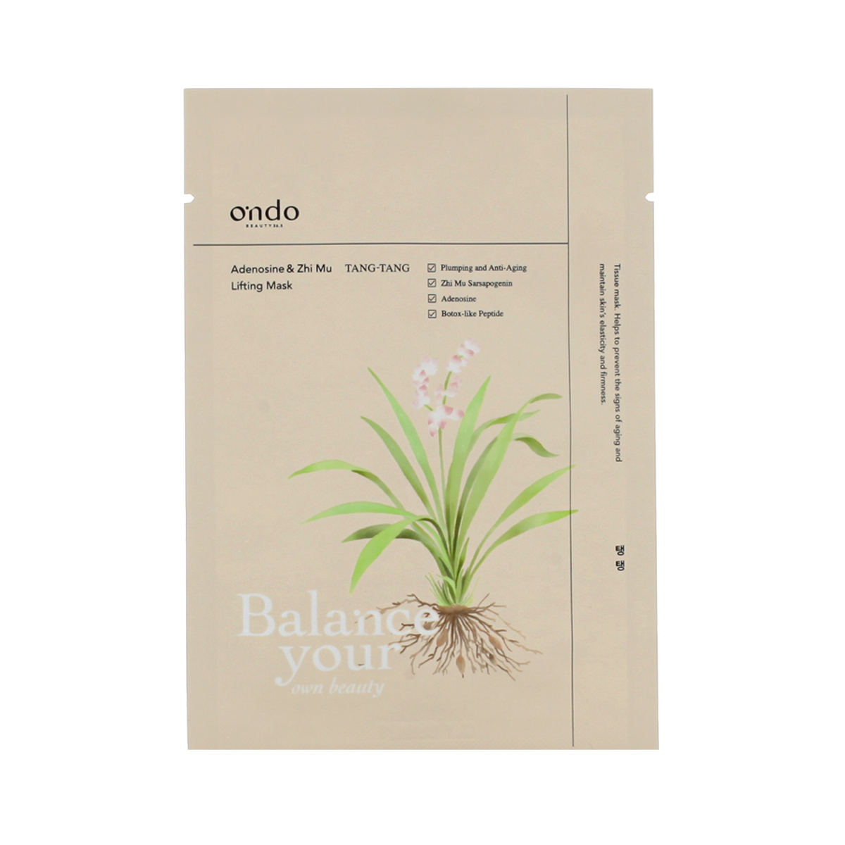 Ondo Beauty 36.5 TANG-TANG Adenosine & Zhi Mu Lifting Mask 25g Veido kaukė