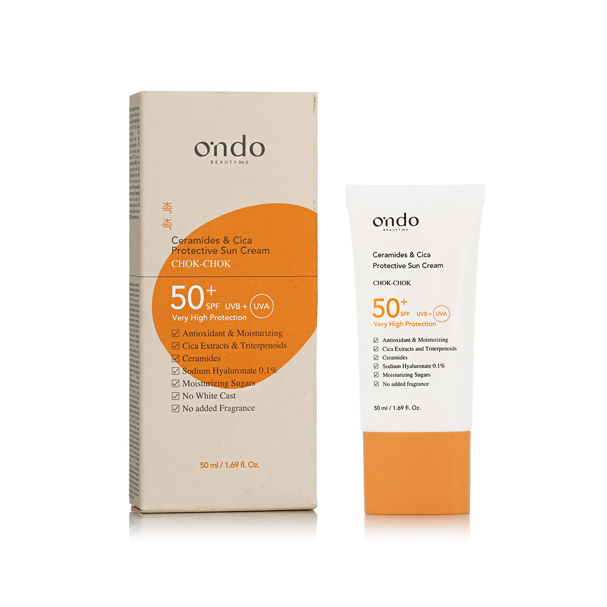 Ondo Beauty 36.5 CHOK-CHOK Ceramides & Cica Protective Sun Cream 50ml veido apsauga