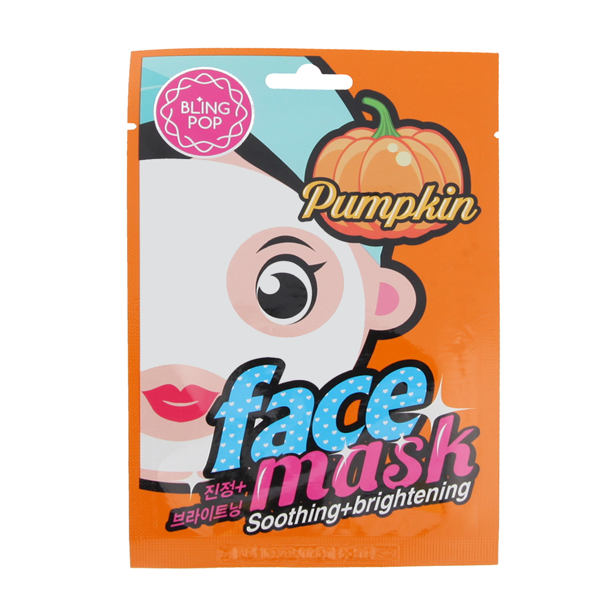 Bling pop Face Mask Pumpkin Soothing + Brightening Veido kaukė Korėjieti&scaron;ka Lak&scaron;tinė veido kaukė Unisex