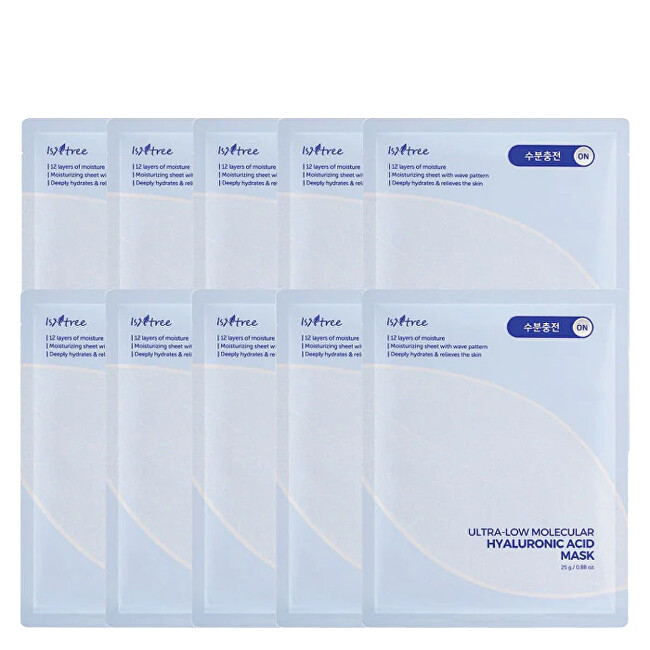 Isntree Set of hydrating sheet masks Ultra-Low Molecular Hyaluronic Acid 10 x Drėkinamasis veido kremas Moterims