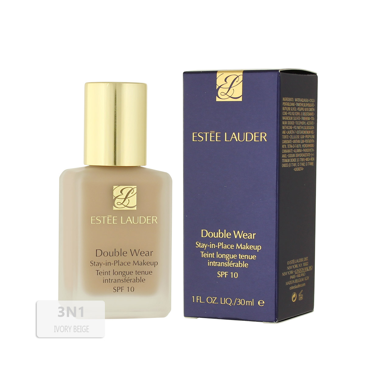 Est&eacute;e Lauder long-lasting makeup SPF 10 30 ml 3N1 Ivory Beige Double Wear Stay-in-Place Makiažo pagrindas Moterims