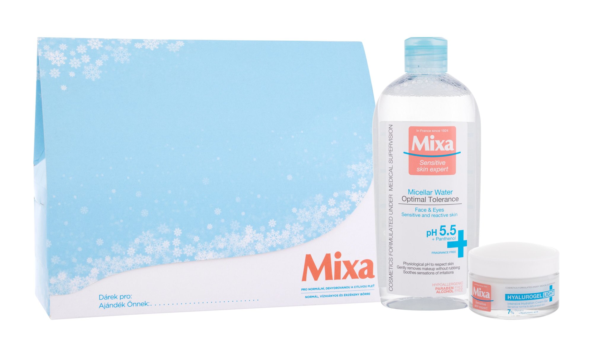 Mixa Hyalurogel 50ml Daily Cream Sensitive Skin Expert Hyalurogel Light 50 ml + Micellar Water Sensitive Skin Expert Optimal Tolerance 400 ml dieninis kremas Rinkinys