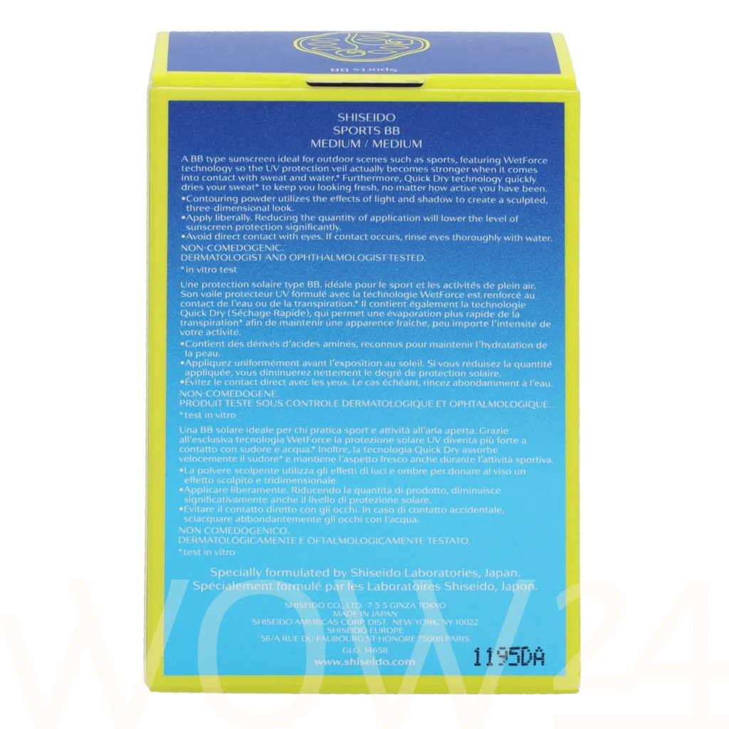 Shiseido Shiseido Sports BB Wetforce Quick Dry SPF50+ 30 ml natūrali veido odos priežiūros priemonė