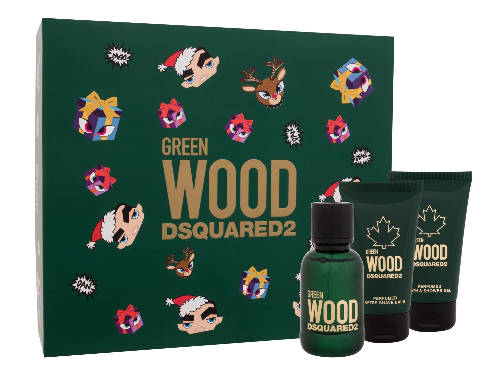 Dsquared2 Green Wood 50ml Edt 50 ml + Shower Gel 50 ml + Aftershave Balm 50 ml Kvepalai Vyrams EDT Rinkinys (Pažeista pakuotė)