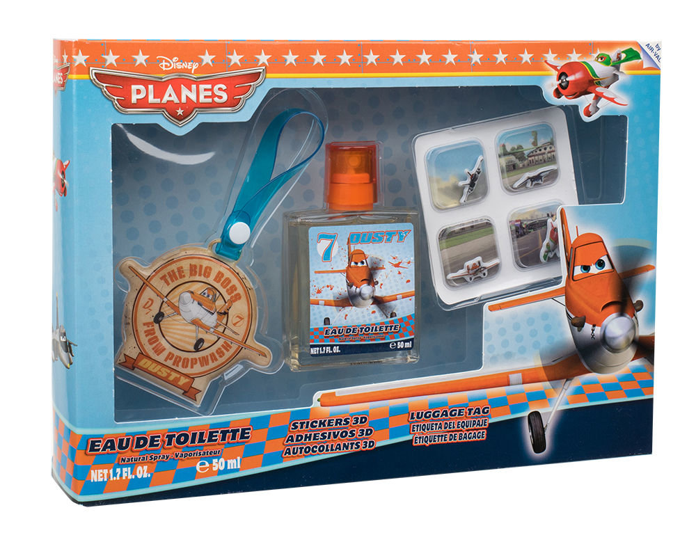 Disney Planes 50ml Edt 50 ml + 3D stickers + luggage tag Kvepalai Vaikams EDT Rinkinys (Pažeista pakuotė)