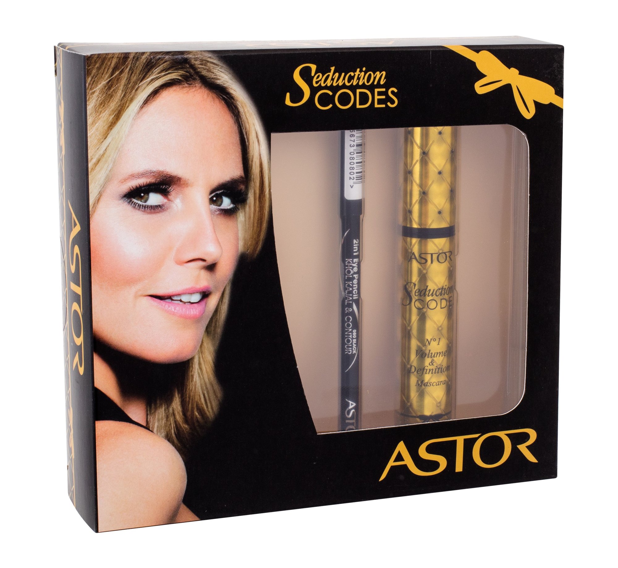 Astor Seduction Codes No1 Volume & Definition 10,5ml Mascara 10,5 ml + Eye Pencil Khol Kajal & Contour 2in1 3 g 080 Black blakstienų tušas Rinkinys