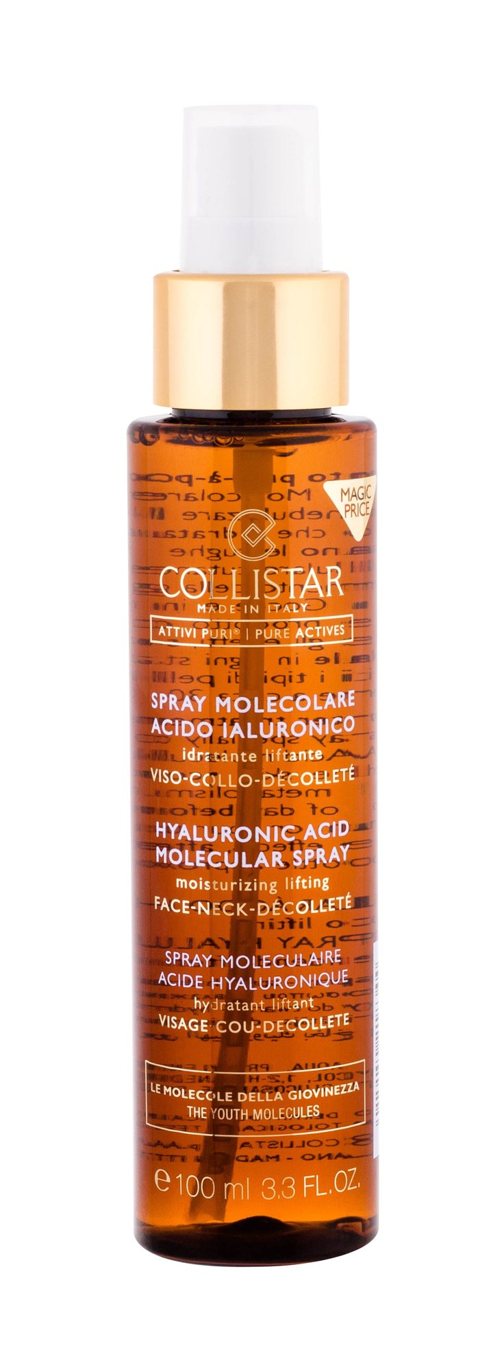 Collistar Pure Actives Hyaluronic Acid Molecular Spray Pur&scaron;kiamas veido losjonas 100 ml Tester