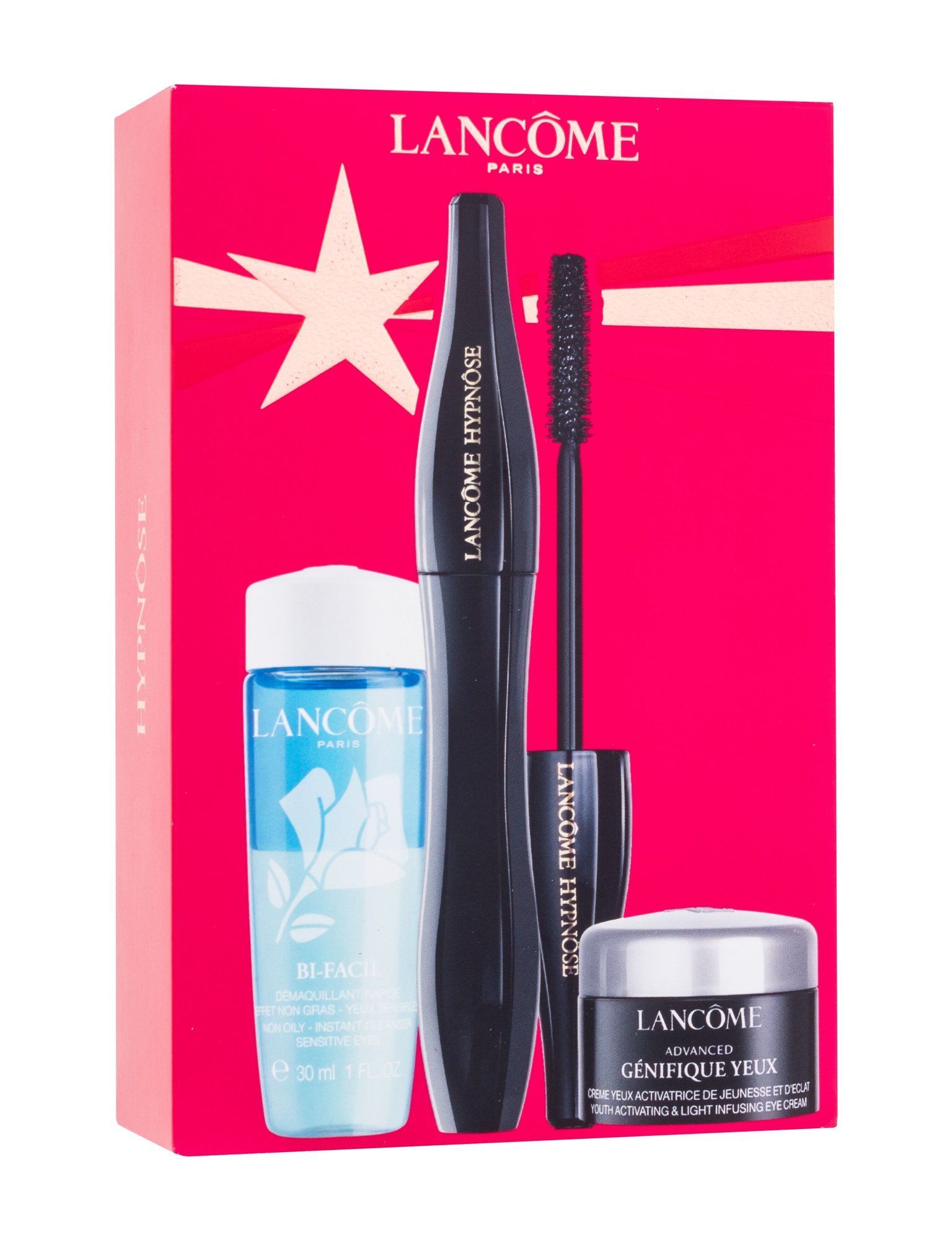 Lancome Hypnose 6,2ml Mascara Hypnose 6,2 ml + Eye Cream Advanced Genifique Yeux 5 ml + Make-up Remover Bi-Facil 30 ml blakstienų tušas Rinkinys