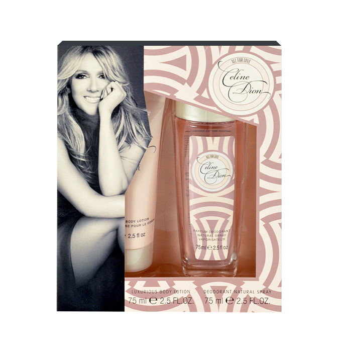 Celine Dion All For Love 75ml 75ml deodorant + 75ml Body Lotion dezodorantas Rinkinys (Pažeista pakuotė)