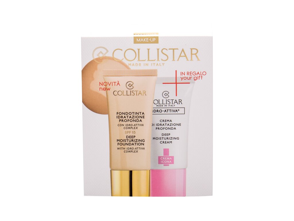 Collistar Deep Moisturizing Foundation SPF15 30ml Make-up 30 ml + moisturizing Cream Idro-Attiva 25 ml makiažo pagrindas Rinkinys (Pažeista pakuotė)