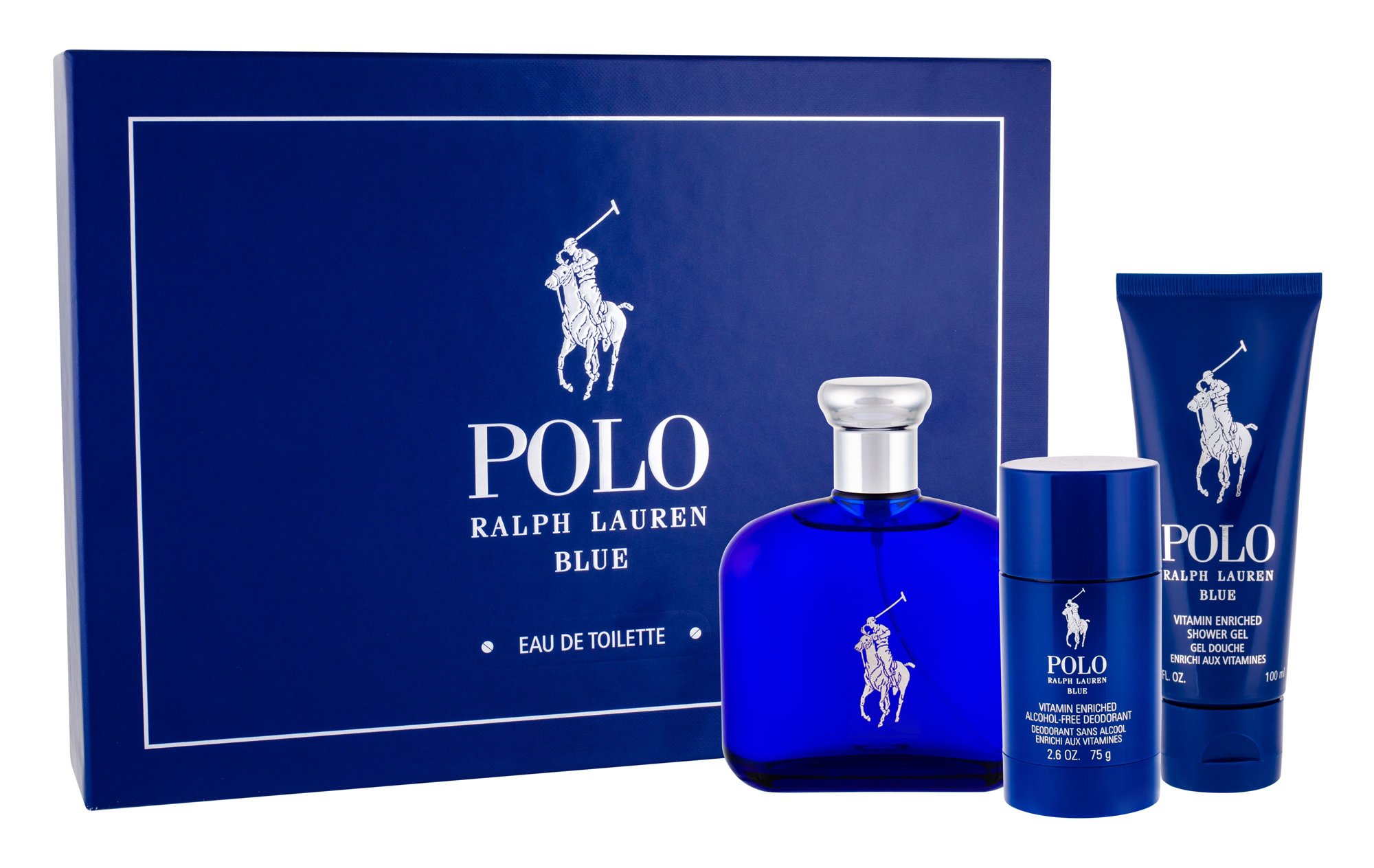 Ralph Lauren Polo Blue 125ml Edt 125 ml + Shower Gel 100 ml + Deostick 75 ml Kvepalai Vyrams EDT Rinkinys