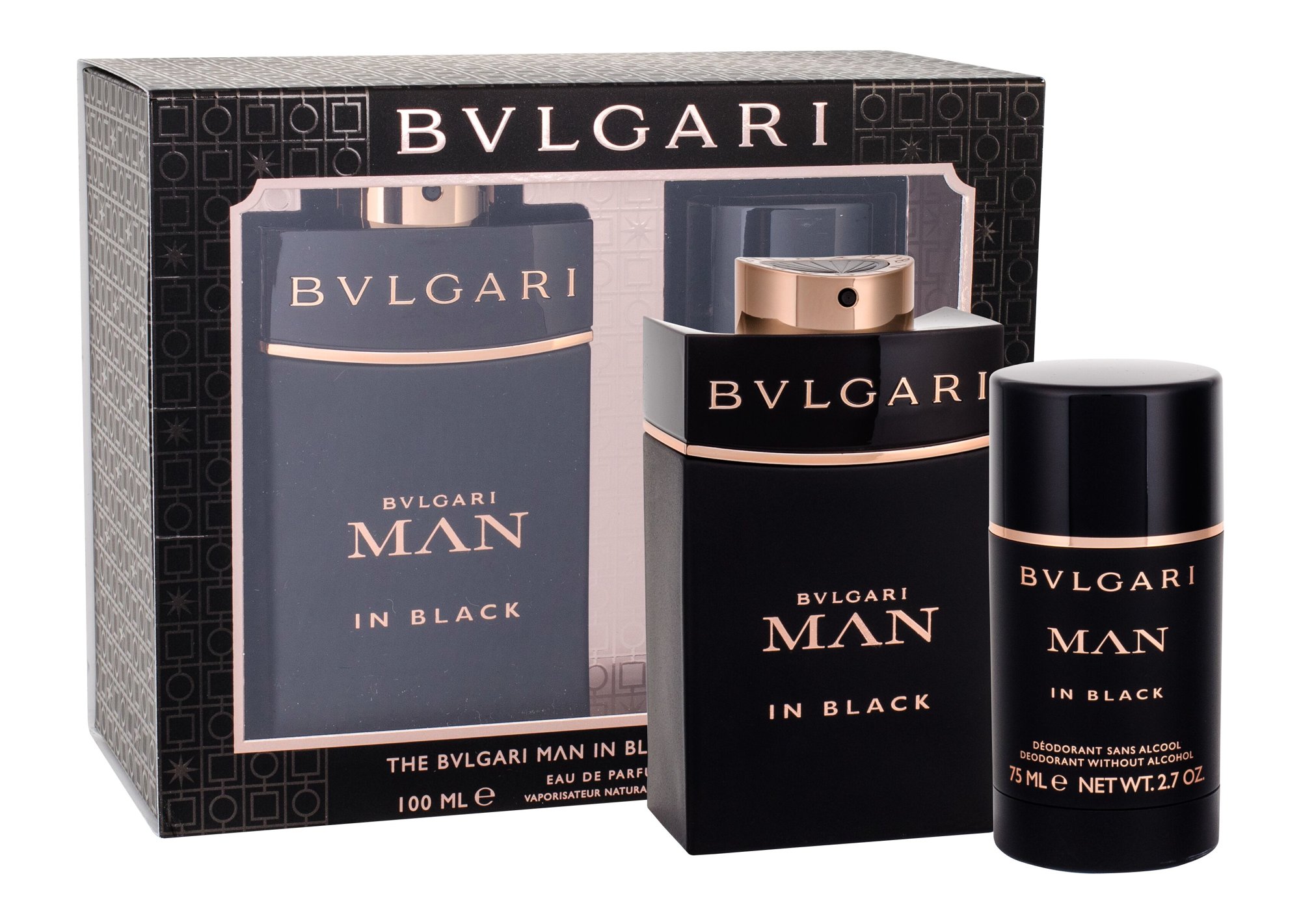 Bvlgari Man In Black 100ml Edp 100 ml + Deostick 75 ml Kvepalai Vyrams EDP Rinkinys (Pažeista pakuotė)