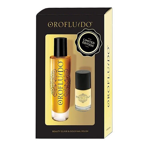 Orofluido Beauty Elixir 50ml 50ml Beauty Elixir + 10ml Nail Polish Gold plaukų aliejus Rinkinys (Pažeista pakuotė)