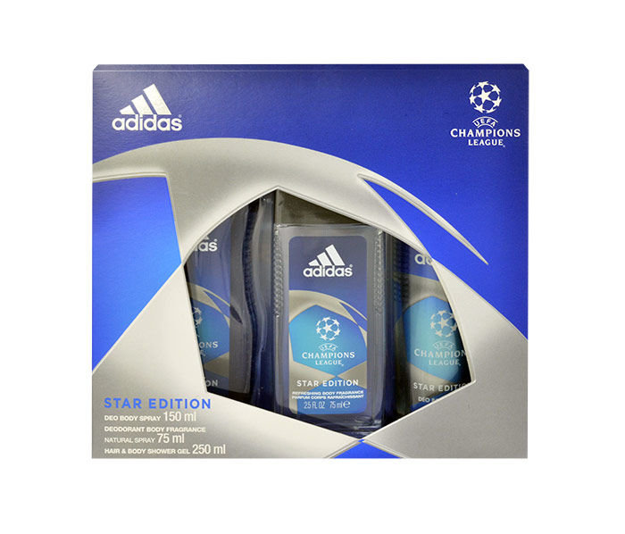 Adidas UEFA Champions League Star Edition 150ml Deodorant 150ml + 250ml shower gel + 75ml deodorant dezodorantas Rinkinys
