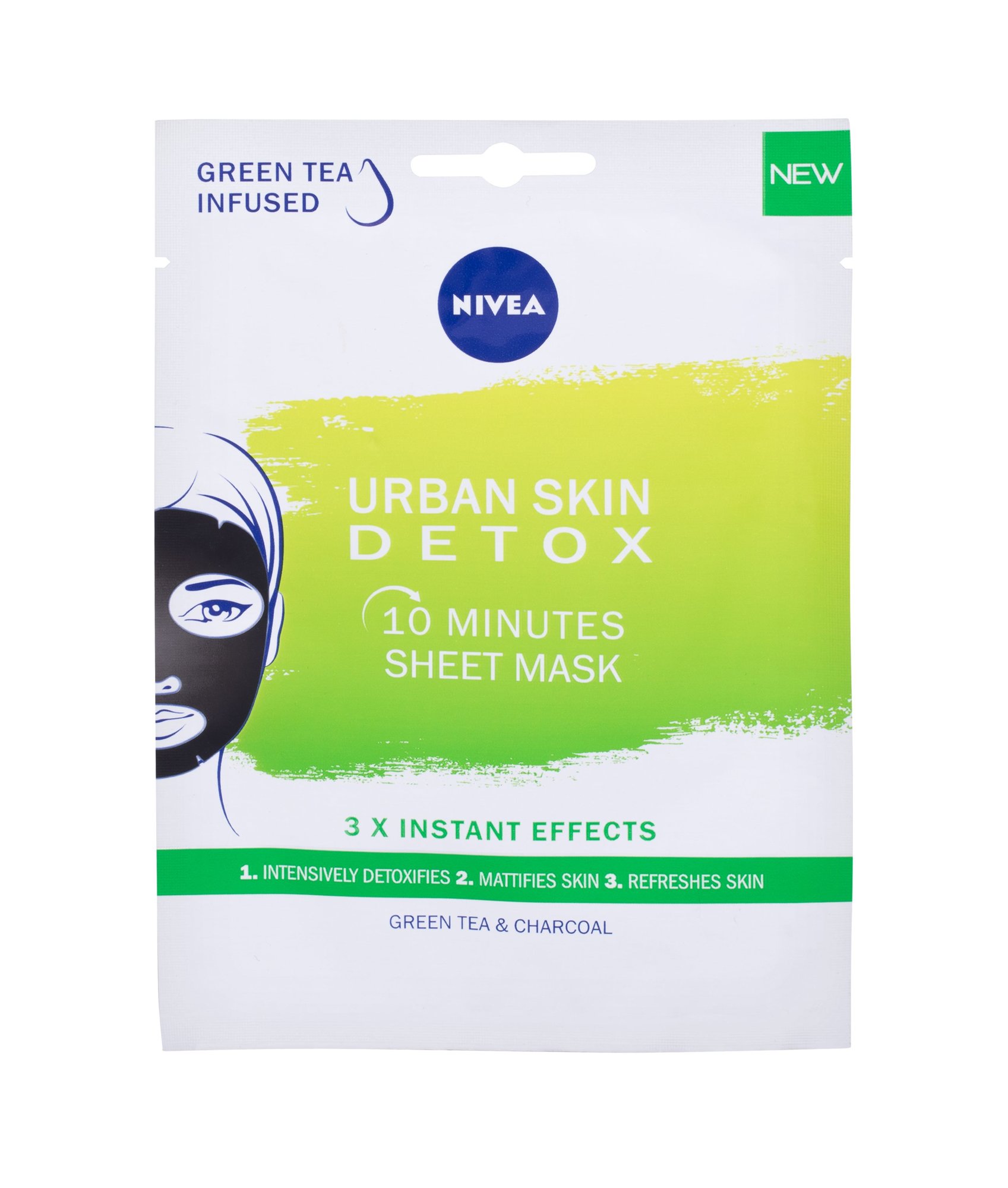 Nivea Urban Skin Detox 10 Minutes Sheet Mask Veido kaukė