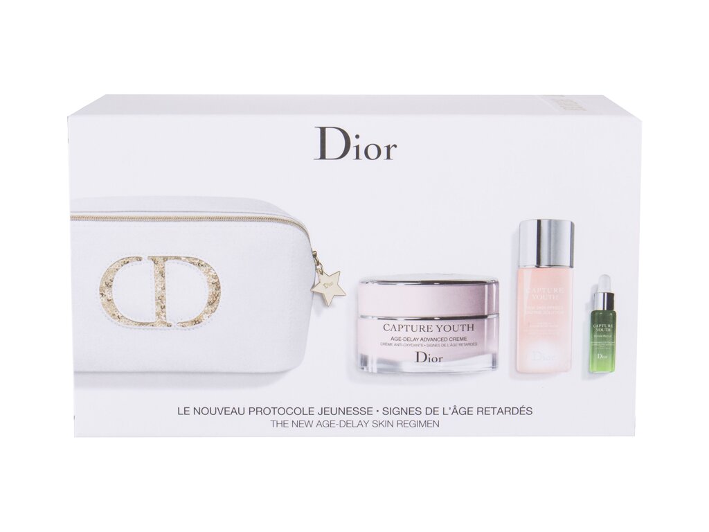Christian Dior Capture Youth Age-Delay Advanced Creme 50ml Daily Facial Care 50 ml + Cleansing Lotion 50 ml + Facial Serum 7 ml + Cosmetic Bag dieninis kremas Rinkinys