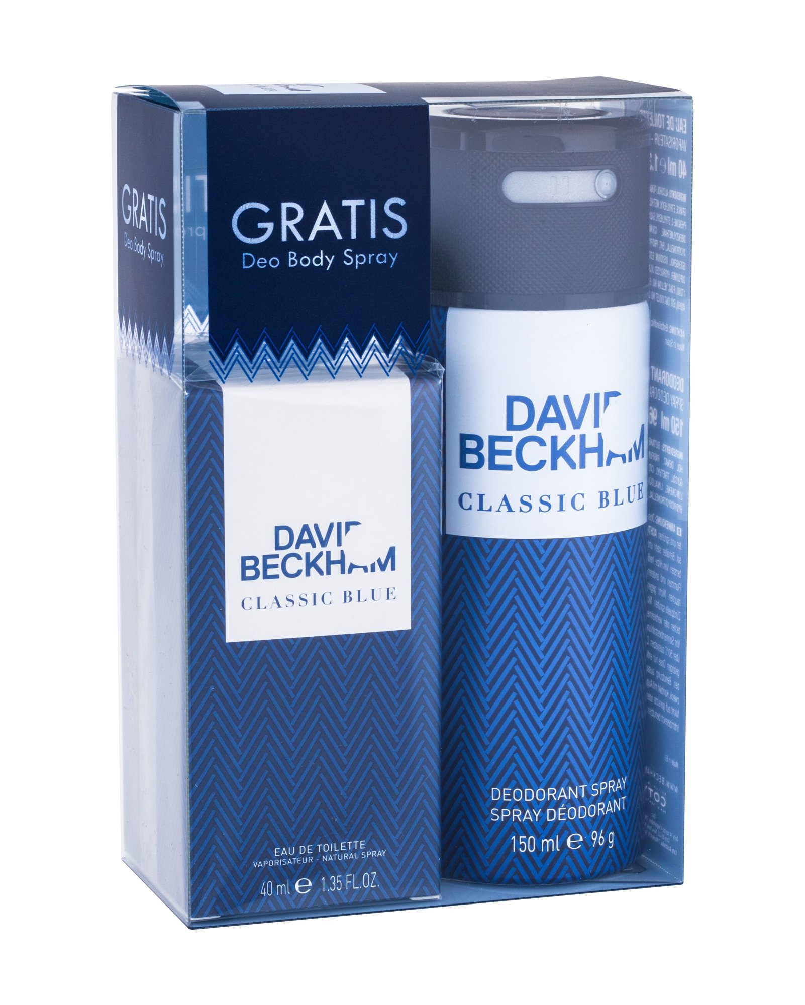 David Beckham Classic Blue 40ml Edt 40 ml + Deodorant 150 ml Kvepalai Vyrams EDT Rinkinys (Pažeista pakuotė)