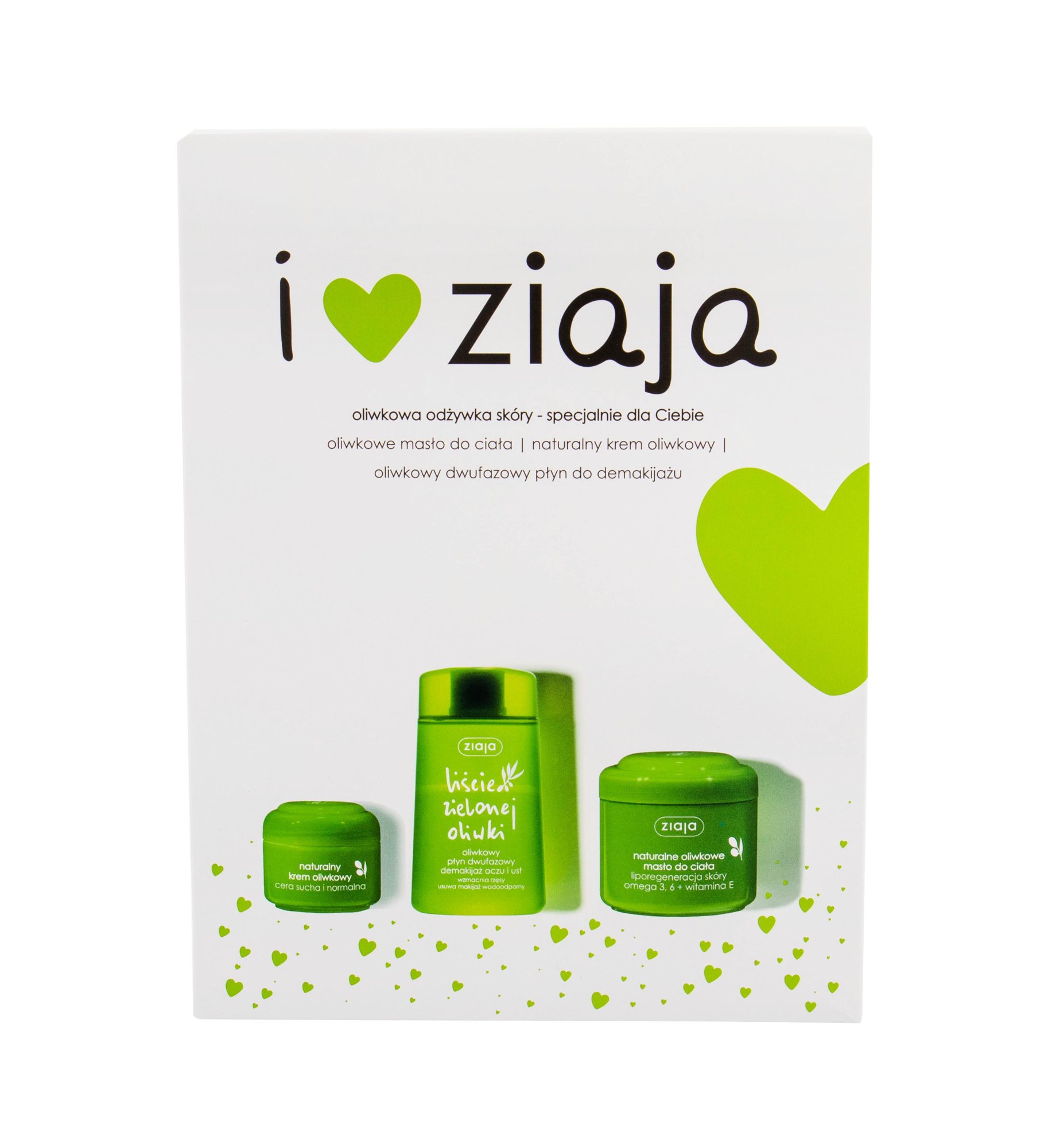 Ziaja Natural Olive 50ml Daily Facial Creme 50 ml + Body Butter 200 ml + Duo Phase Make Up Remover Olive Leaf 120 ml dieninis kremas Rinkinys