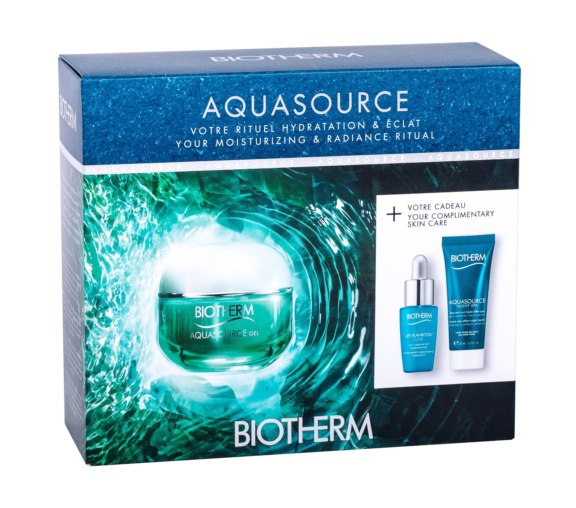 Biotherm Aquasource 50ml Facial Gel 50 ml + Facial Serum Life Plankton 7 ml + Aquasource Night Spa 20 ml veido gelis Rinkinys