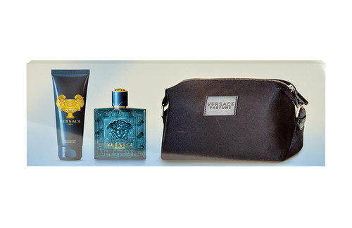 Versace Eros 100ml Edt 100ml + 100ml Shower gel + Vanity bag Kvepalai Vyrams EDT Rinkinys (Pažeista pakuotė)