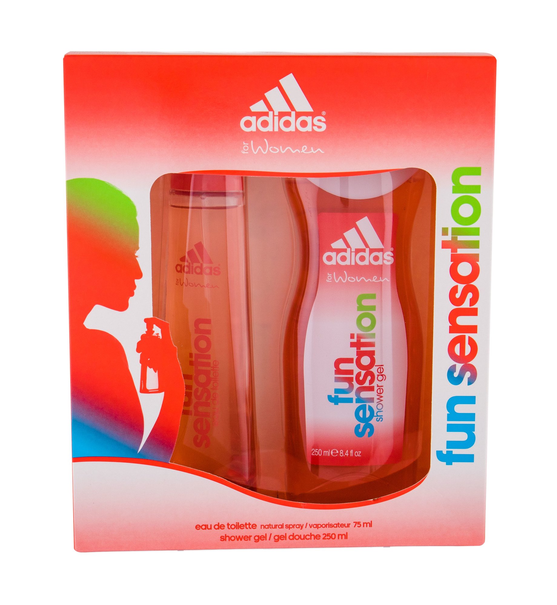 Adidas Fun Sensation For Women 75ml Edt 75 ml + Shower Gel 250 ml Kvepalai Moterims EDT Rinkinys