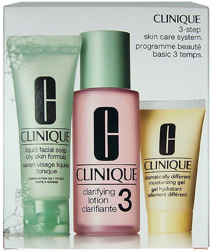 Clinique 3-Step Skin Care 3 100ml 50ml Liquid Facial Soap Oily Skin + 100ml Clarifying Lotion 3 + 30ml DDMGel valomasis vanduo veidui Rinkinys (Pažeista pakuotė)