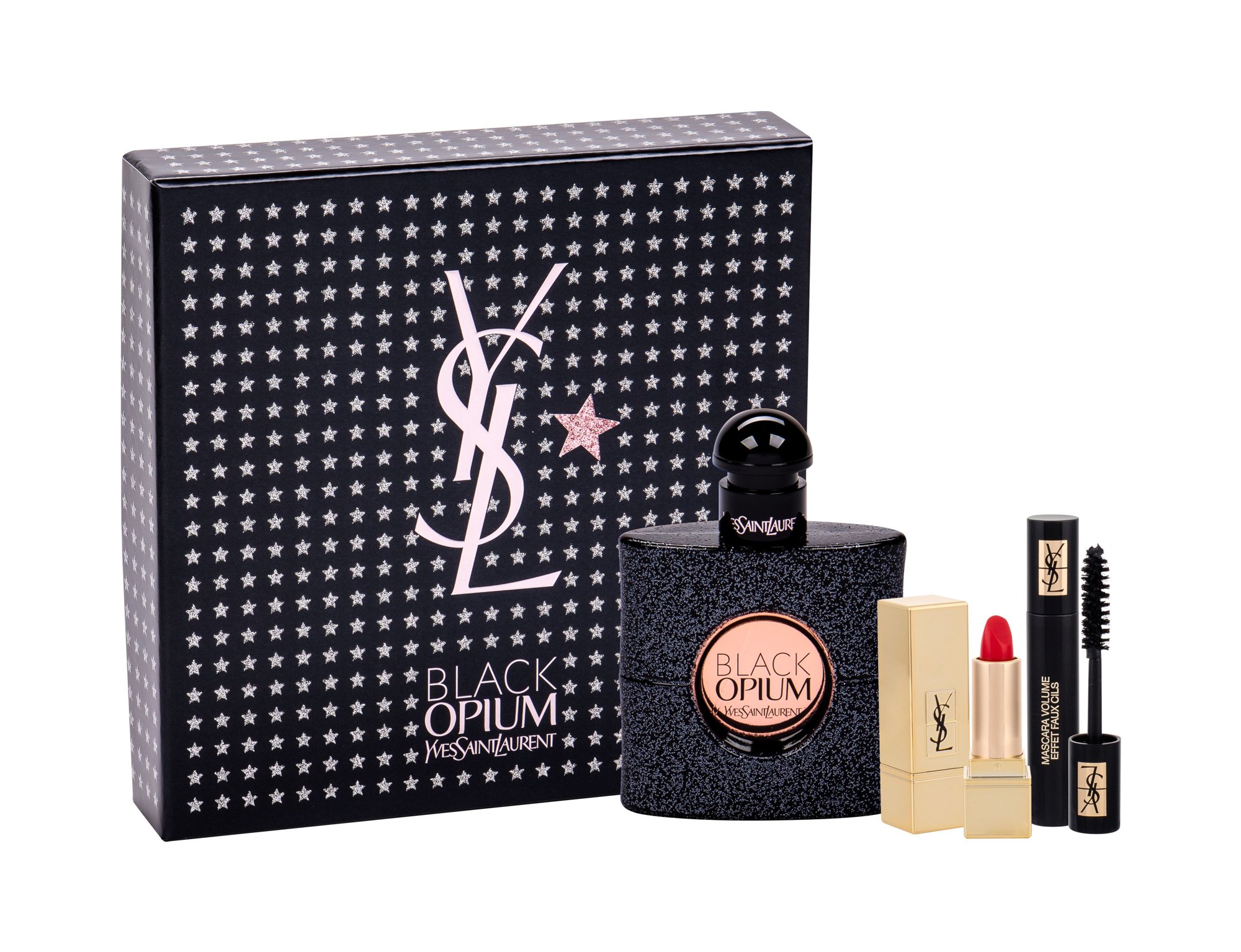 Yves Saint Laurent Black Opium 50ml Edp 50 ml + Mascara Volume Effet Faux Cils shade 1 2 ml + Lipstick Rouge Pur Couture shade 1 1,4 ml Kvepalai Moterims EDP Rinkinys