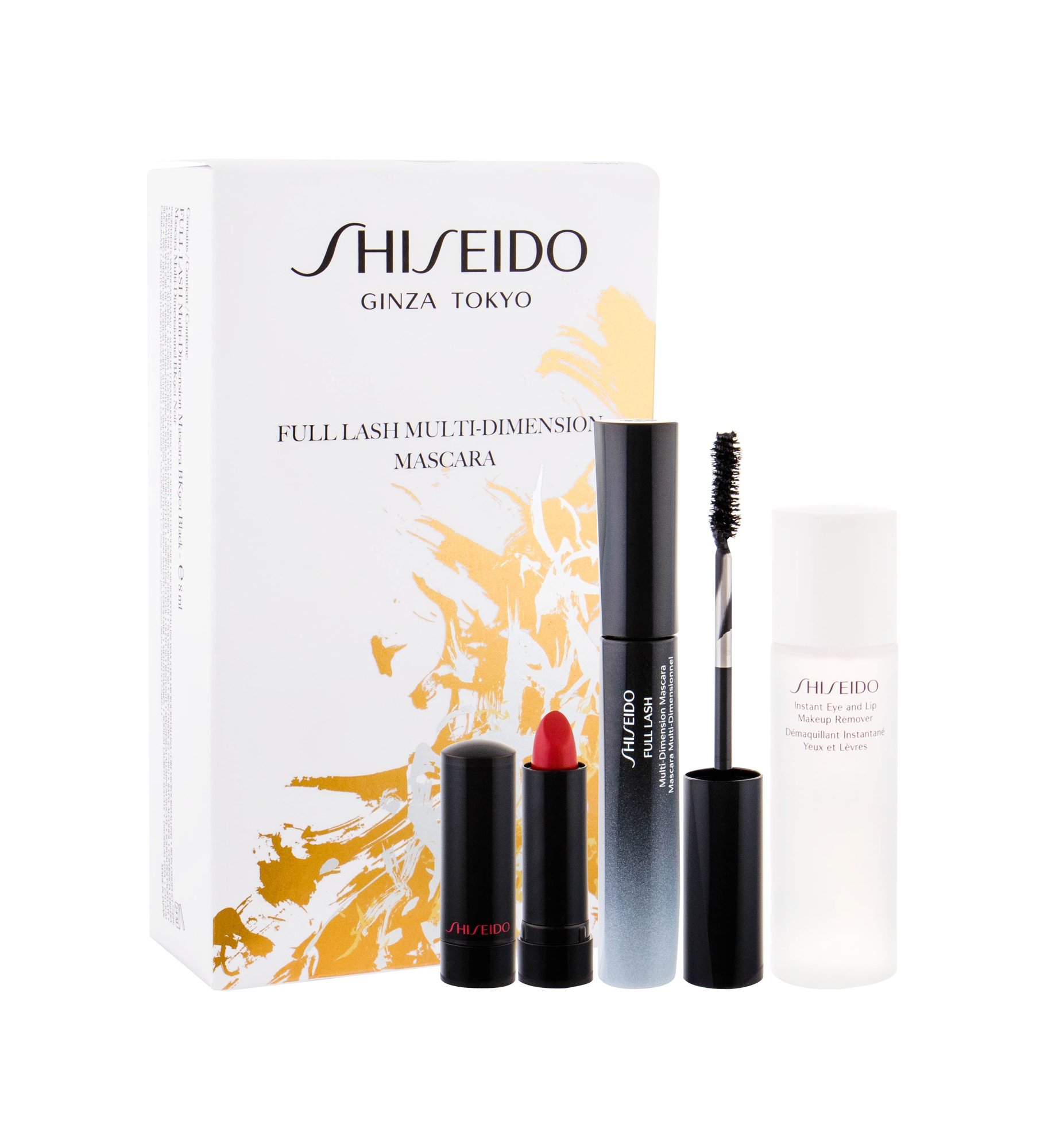 Shiseido Full Lash Multi-Dimension 8ml Mascara 8 ml + Lipstick Rouge Rouge 2,5 g RD501 Ruby Copper + Eye Remover Instant Eye And Lip Makeup Remover 30 ml blakstienų tušas Rinkinys