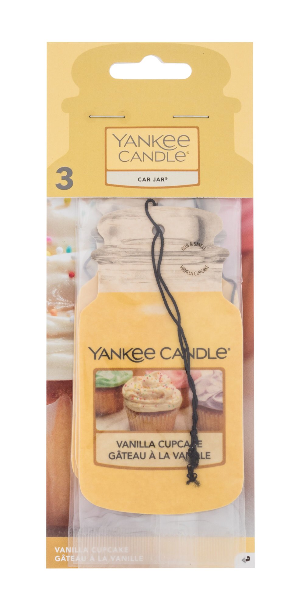 Yankee Candle Vanilla Cupcake Car Jar 3vnt Kvepalai Unisex Automobilio gaiviklis