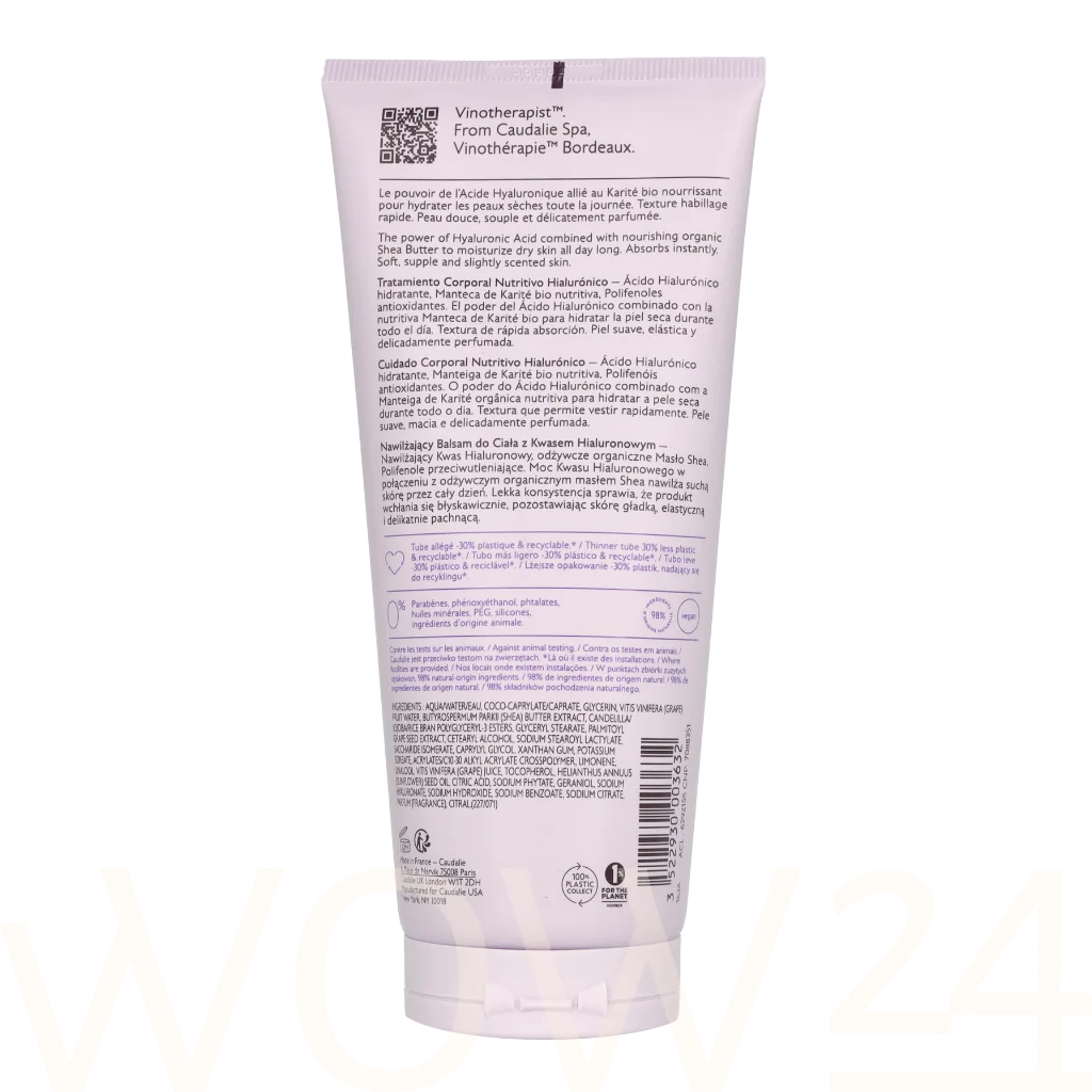 Caudalie Caudalie Vinotherapist Hyaluronic Nourishing Body Lotion 200 ml natūrali veido odos priežiūros priemonė