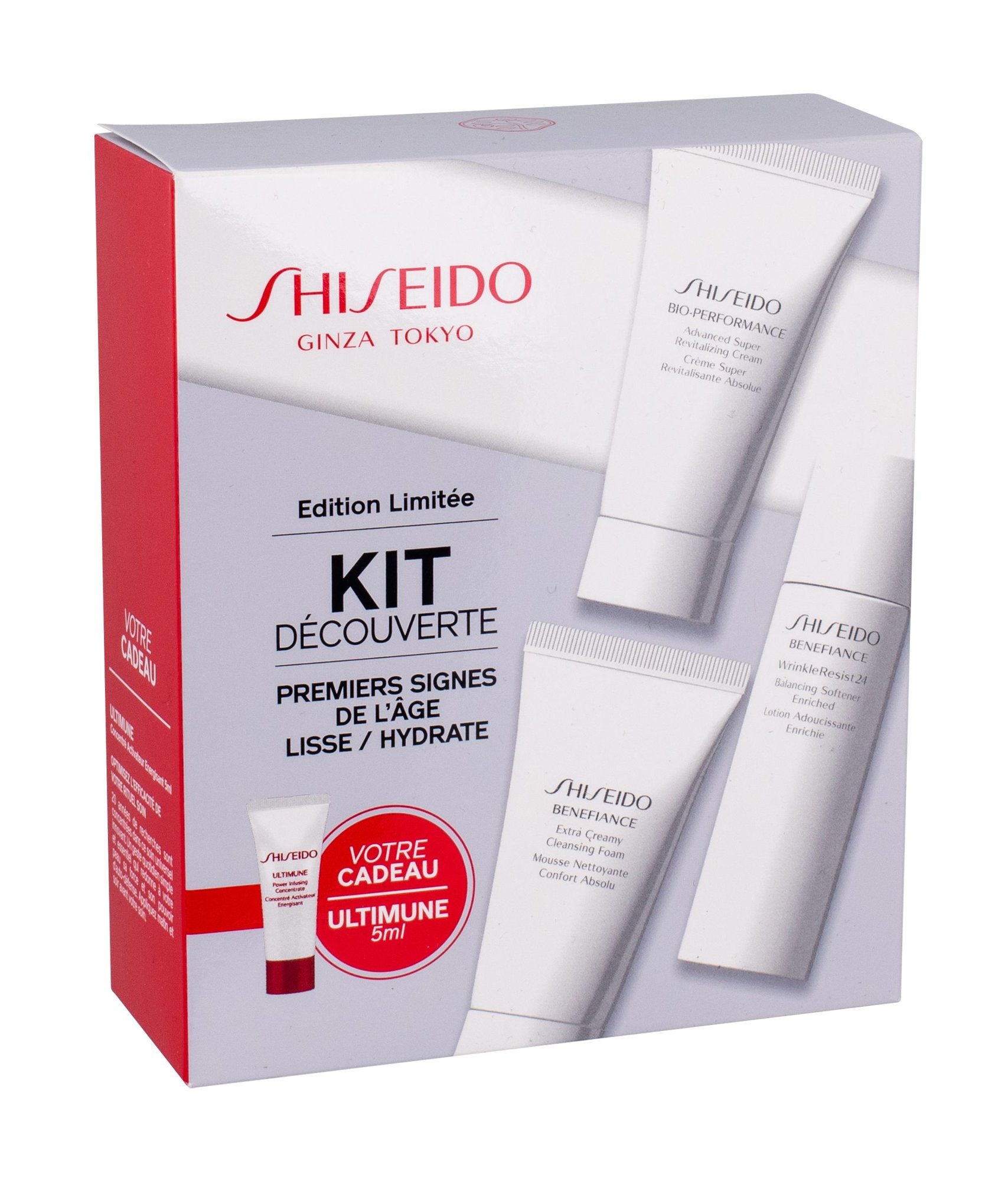 Shiseido Benefiance Extra Creamy Cleansing Foam 30ml Cleaning foam Extra Creamy Foam 30 ml + Cleaning water Wrinkle Resist 24 30 ml + Daily skin care Bio-Performance 30 ml + Skin serum Ultimune 5 ml veido putos Rinkinys