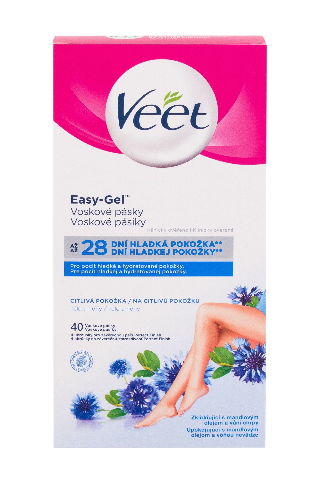 Veet Easy-Gel Wax Strips Body and Legs 40vnt priemonės depiliacijai (Pažeista pakuotė)