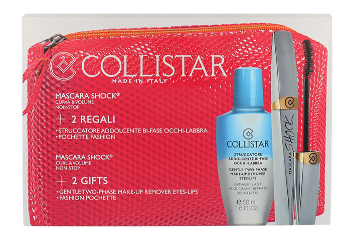 Collistar Shock 8ml 8ml Mascara Shock + 50ml Gentle Two Phase Make-Up Remover + Bag blakstienų tušas Rinkinys