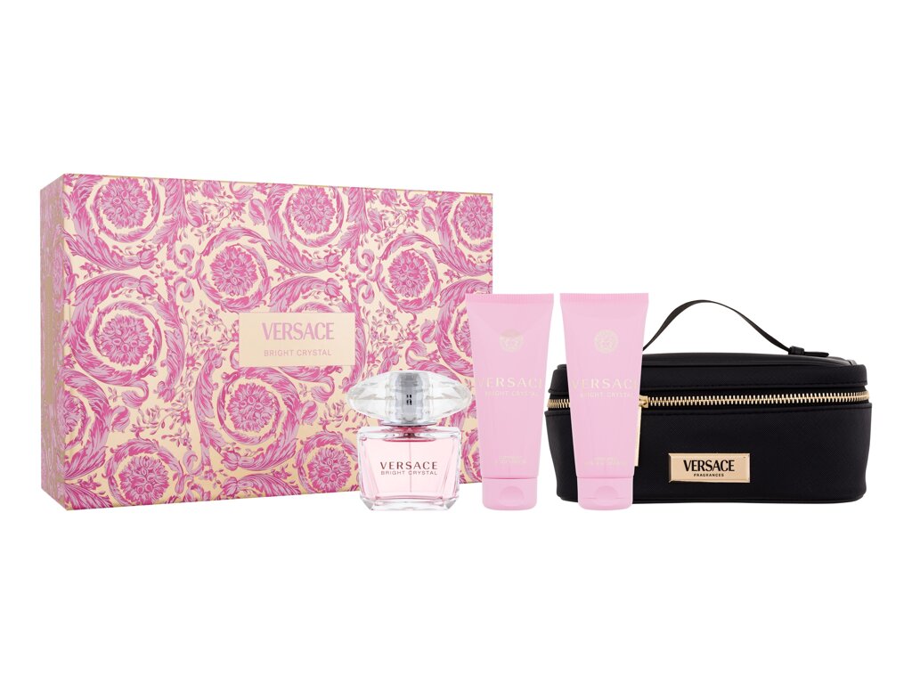 Versace Bright Crystal Eau De Toilette 90 ml Edt 90 ml + Body Lotion 100 ml + Shower Gel 100 ml + Cosmetic Bag Set