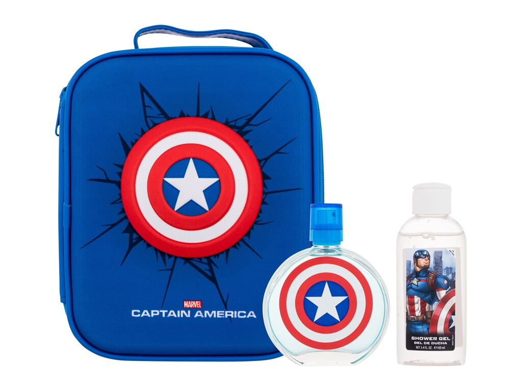 Marvel Captain America 100ml Edt 100 ml + Shower Gel 100 ml + Cosmetic Bag Kvepalai Vaikams EDT Rinkinys