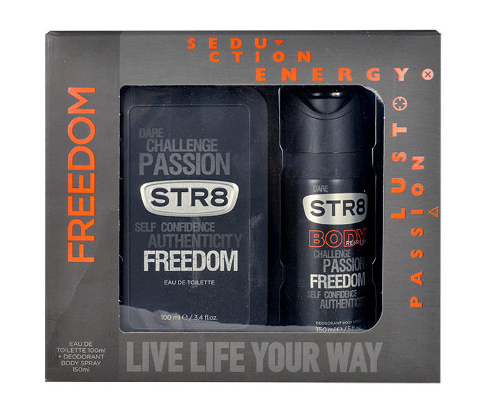 STR8 Freedom 100ml Edt 100ml + 150ml deodorant Kvepalai Vyrams EDT Rinkinys (Pažeista pakuotė)