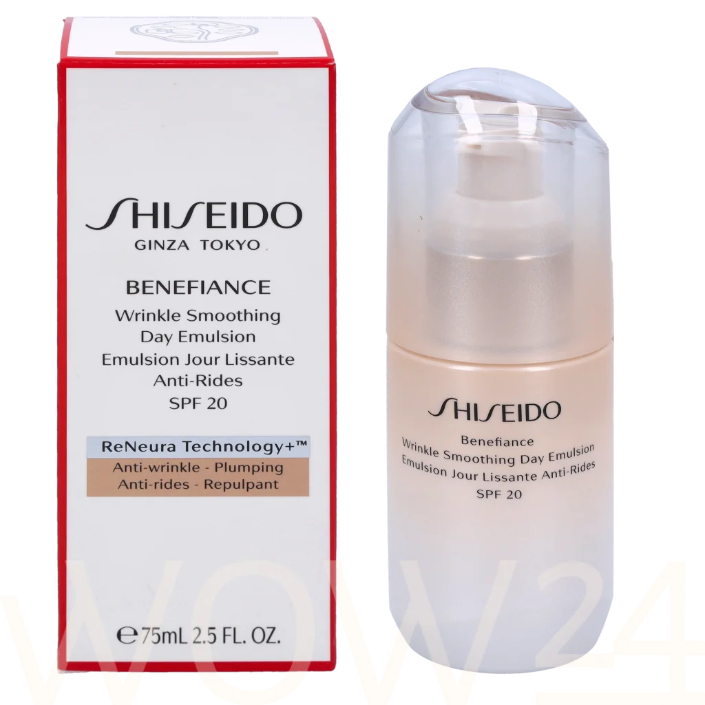 Shiseido Shiseido Benefiance Wrinkle Smoothing Day Emulsion SPF20 75 ml natūrali veido odos priežiūros priemonė