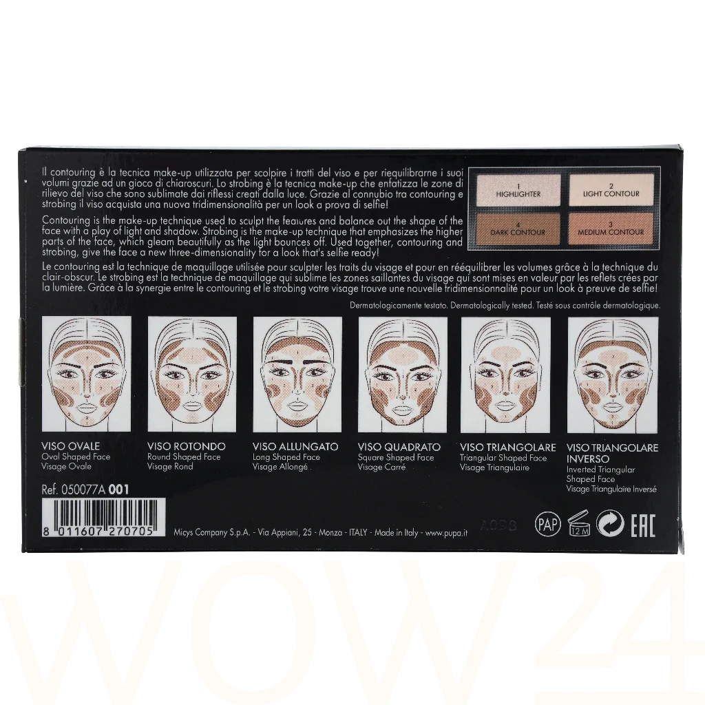 PUPA Milano Pupa Contouring & Strobing Powder Palette 17.5 g makiažo pagrindas